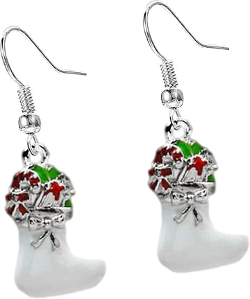 Christmas Stocking Drop Dangly Earrings