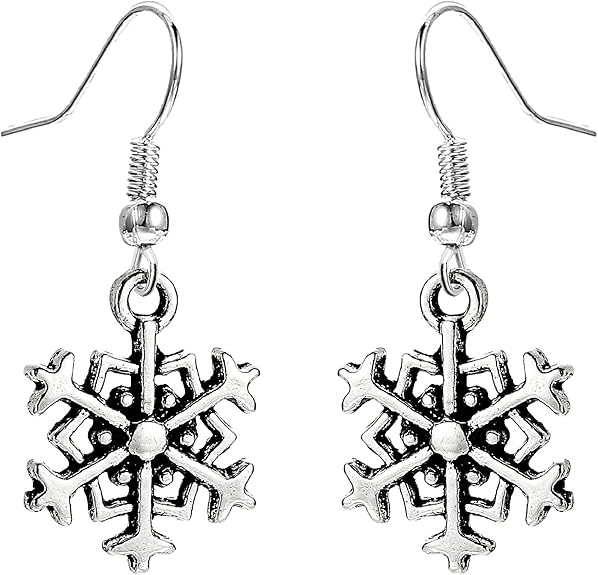 Christmas Snowflake Dangle Dangly Earrings