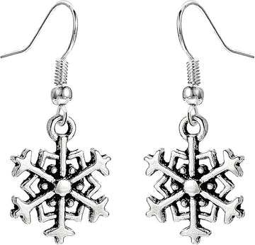 Christmas Snowflake Dangle Dangly Earrings