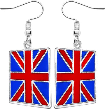 UK British Flag Dangle Earrings