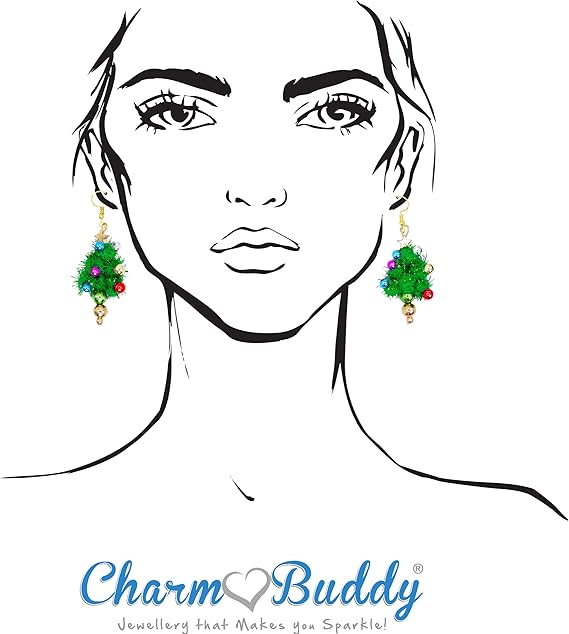 Tinsel and Bauble Chrsitmas Tree Dangle Earrings