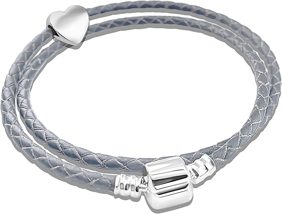 Double Wrap Leather Starter Charm Bracelet