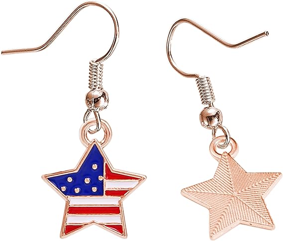 American Flag Dangle Star Earrings