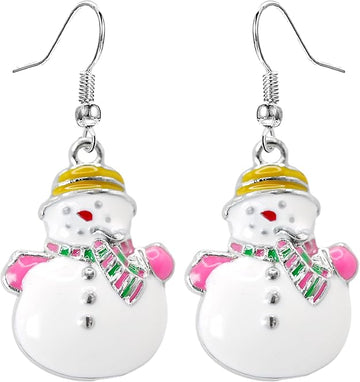 Cute Snowman Christmas Dangly Earrings