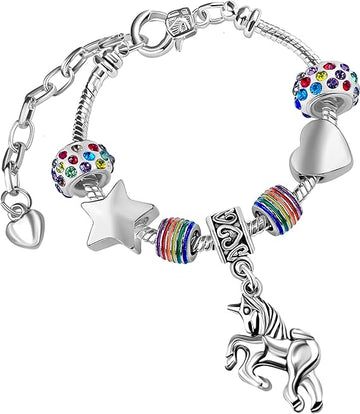 Sparkly Rainbow Unicorn Charm Bracelet