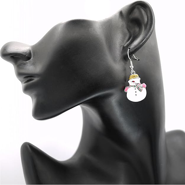 Cute Snowman Christmas Dangly Earrings