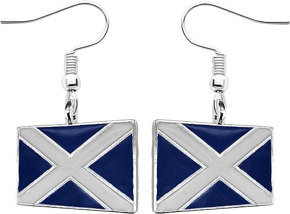 Scottish Flag Dangle Charm Earrings