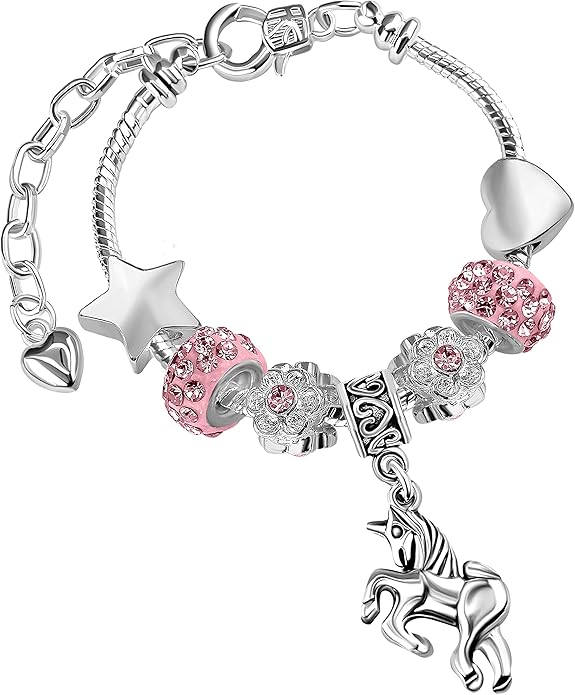 Unicorn Pink Crystal Charm Bracelet